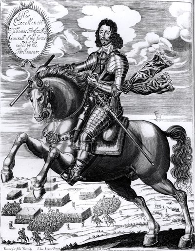 Equestrian Portrait of His Excellency Sir Thomas Fairfax (1617-71) 3rd Baron, Engraved by William Marshall by Edward Bower
